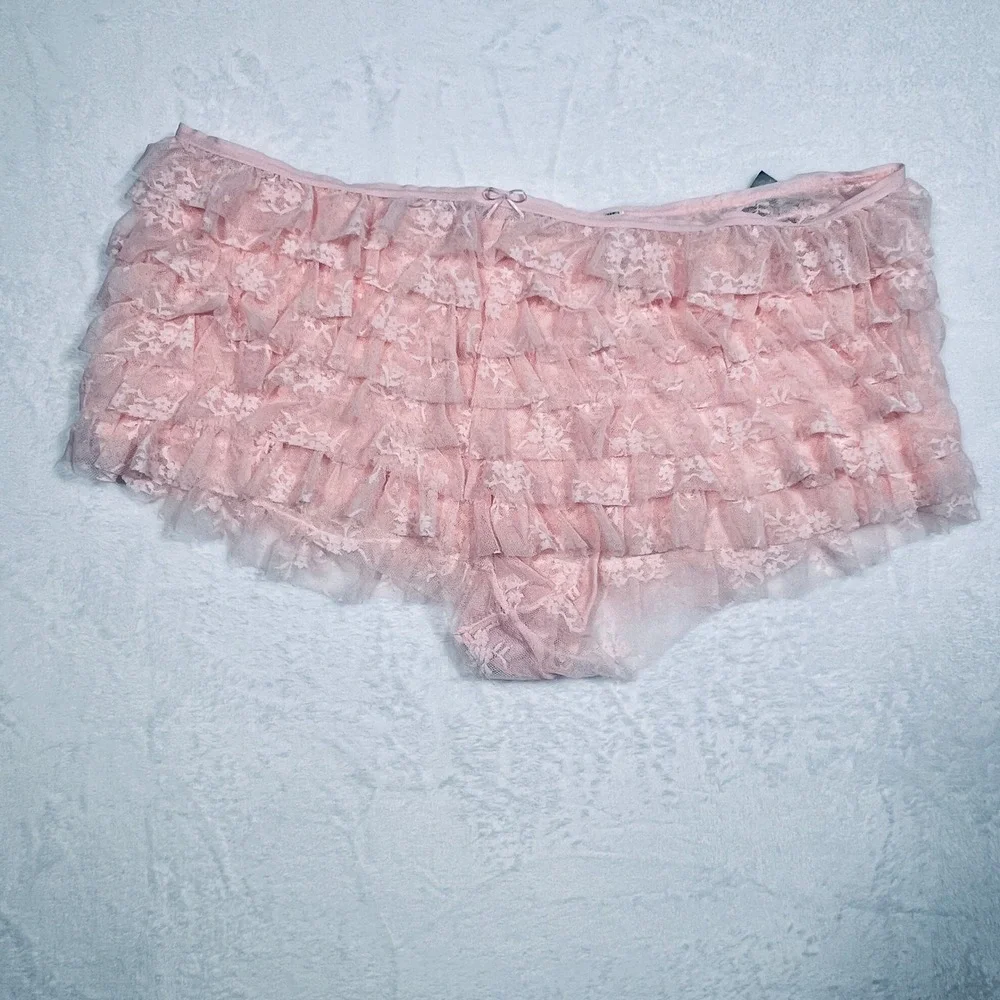 NWT Wild Fable Women's 2X Plus Ruffle Lace Bloomer Shorts Clay Pink Coquette